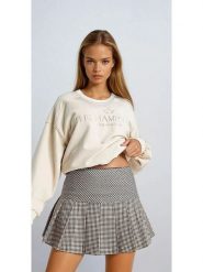 Monki Spódnica w kolorze czarno-kremowym rozmiar: 32. Brązowe spódnice Monki, na co dzień, bez wzorów, mini, proste. Za 43.99 zł.