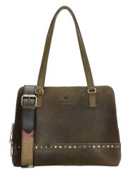 Micmacbags Skórzany shopper bag w kolorze khaki - 33,5 x 26 x 12 cm rozmiar: onesize. Brązowe shopper bag Micmacbags, bez wzorów, z materiału, na ramię, bez dodatków. Za 223.99 zł.