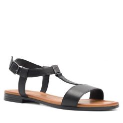 Sandały Lasocki. Czarne sandały Lasocki, bez wzorów, bez obcasa, na płaskiej podeszwie, bez zapięcia. Za 109.99 zł.