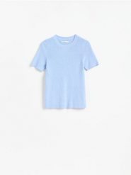 Sweter z domieszką kaszmiru - jasnoniebieski. Niebieskie swetry Reserved, l, bez wzorów, z bawełny, bez ramiączek. Za 119.99 zł.