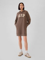 GAP Sukienka dresowa w kolorze brązowym rozmiar: XL. Brązowe sukienki GAP, xl, bez wzorów, z dresówki, bez kołnierzyka, bez ramiączek, mini. Za 147.56 zł.
