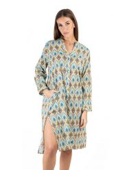 Isla Bonita by SIGRIS Sukienka w kolorze turkusowo-oliwkowym rozmiar: XL. Brązowe sukienki Isla Bonita by SIGRIS, na co dzień, xl, bez wzorów, z bawełny, bez kołnierzyka, bez ramiączek, midi, proste. Za 172.95 zł.