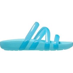 Sandały Kobieta Crocs Splash Glossy Strappy niebieski. Niebieskie sandały Crocs, bez wzorów, z materiału, eleganckie, bez obcasa, bez zapięcia. Za 247.05 zł.