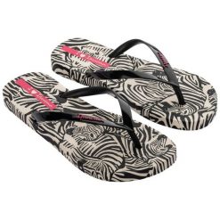 Japonki Ipanema Animal 83617 AY386 czarna zebra czarne. Czarne japonki bez wzorów, z materiału. Za 168.77 zł.