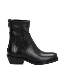 BOTKI DAMSKIE P27204 NERO. Botki Venezia, bez wzorów, ze skóry, bez obcasa, bez zapięcia. Za 399.00 zł.
