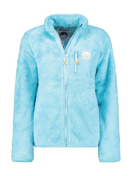 Geographical Norway Kurtka polarowa "Upecious" w kolorze turkusowym rozmiar: S. Niebieskie kurtki Geographical Norway, s, bez wzorów, z polaru, bez kaptura. Za 91.45 zł.