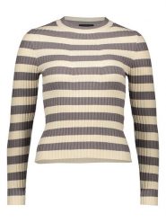 Pieces Sweter "Crista" w kolorze kremowo-szarym rozmiar: XS. Brązowe swetry Pieces, xs, bez wzorów, ze splotem, bez ramiączek. Za 43.99 zł.