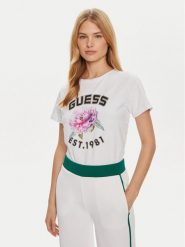 Guess T-Shirt Peony V4YI15 J1314 Biały Regular Fit. Białe t-shirty Guess, xs, z aplikacjami, z bawełny, bez kołnierzyka, bez ramiączek. Za 89.99 zł.