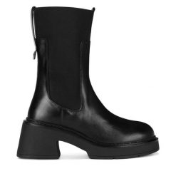 Sztyblety Gino Rossi. Czarne botki Gino Rossi, bez wzorów, bez obcasa, na słupku, bez zapięcia. Za 279.99 zł.