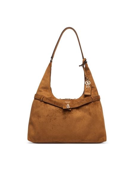 Guess Torebka Ella HWSG97 54010 Brązowy. Brązowe torebki klasyczne Guess, z aplikacjami, z materiału, bez dodatków. Za 567.99 zł.