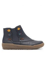 Rieker Botki N0751-14 Granatowy. Niebieskie botki Rieker, bez wzorów, z syntetyku, bez obcasa, na płaskiej podeszwie, bez zapięcia. Za 263.99 zł.