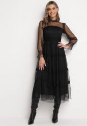 Czarna Rozkloszowana Sukienka Maxi z Koronką Jorissa. Czarne sukienki Born2be, m, z aplikacjami, z koronki, klasyczne, bez kołnierzyka, bez ramiączek, maxi, rozkloszowane. W wyprzedaży za 178.49 zł.