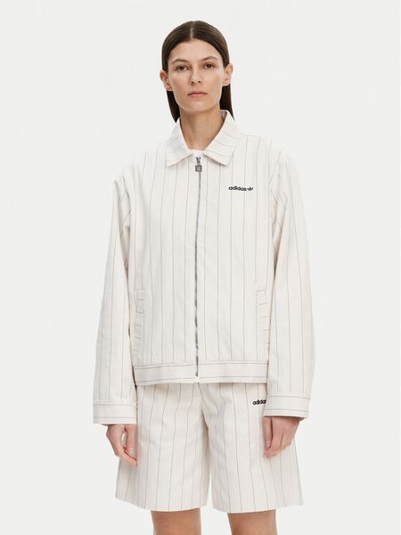 Adidas Kurtka przejściowa Pinstripe Harrington JJ3476 Biały Loose Fit. Białe kurtki adidas, s, bez wzorów, z bawełny, bez kaptura. Za 309.99 zł.