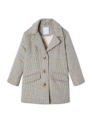 Vertbaudet Płaszcz zimowy w kolorze szaro-jasnobrązowym rozmiar: 128. Brązowe płaszcze vertbaudet, na zimę, bez wzorów, z wełny, bez kaptura. Za 131.43 zł.