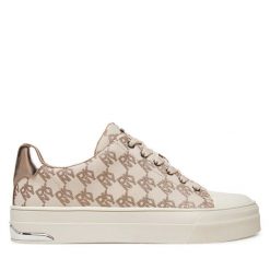 Trampki DKNY. Brązowe trampki DKNY, bez wzorów, bez zapięcia. Za 399.99 zł.