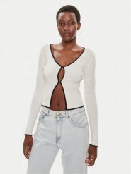 Brave Soul Kardigan LKC-273SASHAD Biały Slim Fit. Białe swetry Brave Soul, xxl, bez wzorów, z bawełny, bez ramiączek. Za 129.99 zł.
