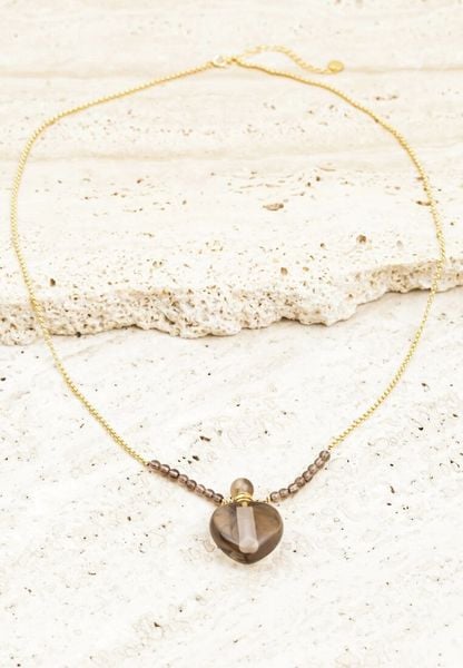 Złoto-Czarny Cienki Naszyjnik z Kryształową Zawieszką Fusitte. Żółte naszyjniki Born2be, ze stali. Za 64.99 zł.