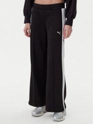 Puma Spodnie dresowe T7 629803 Czarny Wide Leg. Czarne spodnie dresowe Puma, bez wzorów, z bawełny. Za 179.99 zł.