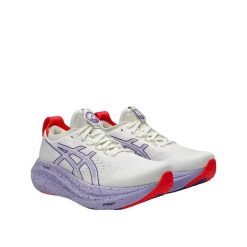 Buty do biegania ASICS Gel-Nimbus 27 Tokyo Crème/Edo Purple. Białe buty do biegania ASICS, bez wzorów, z materiału, bez zapięcia, do biegania. Za 669.00 zł.