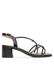 Clara Barson Sandały WS24055-03 Czarny. Czarne sandały Clara Barson, bez wzorów, ze skóry, bez obcasa, na słupku, bez zapięcia. Za 129.99 zł.
