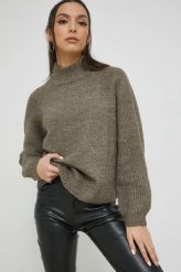 Vila sweter damski kolor brązowy ciepły z półgolfem. Brązowe swetry Vila, l, bez wzorów, z dzianiny, bez ramiączek. Za 179.99 zł.