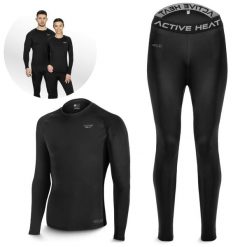 Bielizna termiczna unisex 4FIZJO czarny komplet - koszulka + spodnie. Czarna bielizna termoaktywna damska 4FIZJO, bez wzorów, narciarskie. Za 99.99 zł.