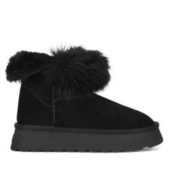 Śniegowce Badura. Czarne botki Badura, bez wzorów, bez zapięcia. Za 279.99 zł.