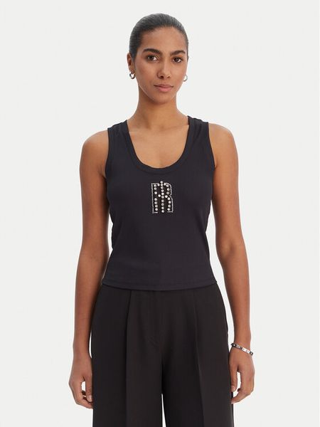 Fracomina Top FP26ST2003J42701 Czarny Slim Fit. Czarne topy Fracomina, s, bez wzorów, z syntetyku, bez kołnierzyka, bez ramiączek. Za 135.99 zł.