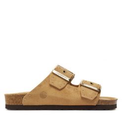 Klapki Genuins. Brązowe klapki Genuins, bez wzorów, bez obcasa, bez zapięcia. Za 339.99 zł.