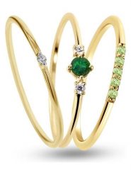 Les Petites Précieuses Pozłacane pierścionki (3 szt.) z kamieniami szlachetnymi rozmiar: 50. Zielone pierścionki Les Petites Précieuses, z diamentem, pozłacane. Za 404.99 zł.
