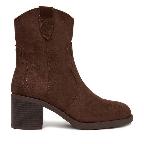 Botki JENNY. Brązowe botki Jenny, bez wzorów, bez obcasa, na słupku, bez zapięcia. Za 169.99 zł.