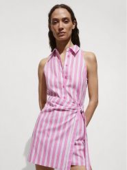 Mango Sukienka letnia Capri 77910363 Różowy Regular Fit. Czerwone sukienki Mango, s, bez wzorów, z bawełny, bez kołnierzyka, bez ramiączek. Za 75.99 zł.