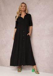 Czarna Sukienka Hillcrest. Czarne sukienki Renee, m, bez wzorów, bez kołnierzyka, bez ramiączek, maxi, koszulowe. W wyprzedaży za 111.99 zł.