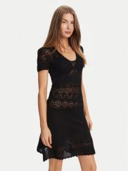 TWINSET Sukienka dzianinowa 251TT3212 Czarny Slim Fit. Czarne sukienki Twinset, l, bez wzorów, z dzianiny, bez kołnierzyka, bez ramiączek. Za 699.99 zł.