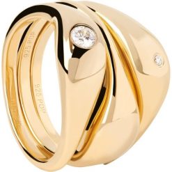 P D Paola Pierścionek P D Paola The New Essentials - pozłacany i 925 sterling silver i srebro Pierścionki 1 ct Damski. Szare pierścionki P D Paola, z cyrkonią, pozłacane. Za 703.99 zł.
