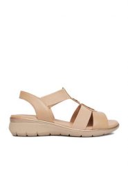 Go Soft Sandały CEO-WI16-INES-07 Beżowy. Brązowe sandały GO SOFT, bez wzorów, ze skóry, bez obcasa, na płaskiej podeszwie, bez zapięcia. Za 179.99 zł.