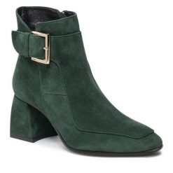 Botki Baldowski. Zielone botki Baldowski, bez wzorów, bez obcasa, na słupku, bez zapięcia. Za 529.99 zł.