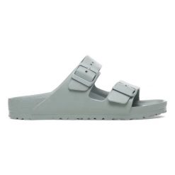 Birkenstock Arizona EVA Pure Sage Klapki damskie. Zielone klapki Birkenstock, bez wzorów, z tworzywa sztucznego, eleganckie, bez obcasa, bez zapięcia. Za 219.99 zł.