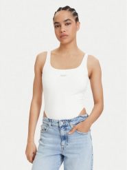 Tommy Jeans Body Metallic Logo DW0DW22311 Biały Slim Fit. Białe body i gorsety Tommy Jeans, bez wzorów, z jeansu, bez ramiączek. Za 249.99 zł.