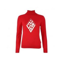 Damski sweter z golfem Peak Mountain Aglae. Czerwone swetry Peak Mountain, xl, bez wzorów, z nylonu, klasyczne, bez ramiączek. Za 235.00 zł.