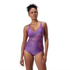 Strój kąpielowy jednoczęściowy damski na basen Speedo Shaping V Neck. Fioletowe stroje jednoczęściowe Speedo, bez wzorów, sportowe. Za 319.99 zł.