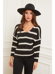 L'armoire de Suzette Sweter w kolorze czarno-białym rozmiar: 38/40. Czarne swetry L'armoire de Suzette, l, bez wzorów, klasyczne, bez ramiączek. Za 174.84 zł.