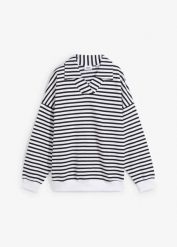 Bluza oversize z dekoltem w serek i kołnierzykiem polo. Szare bluzy bonprix, bez wzorów, bez kaptura. Za 129.99 zł.