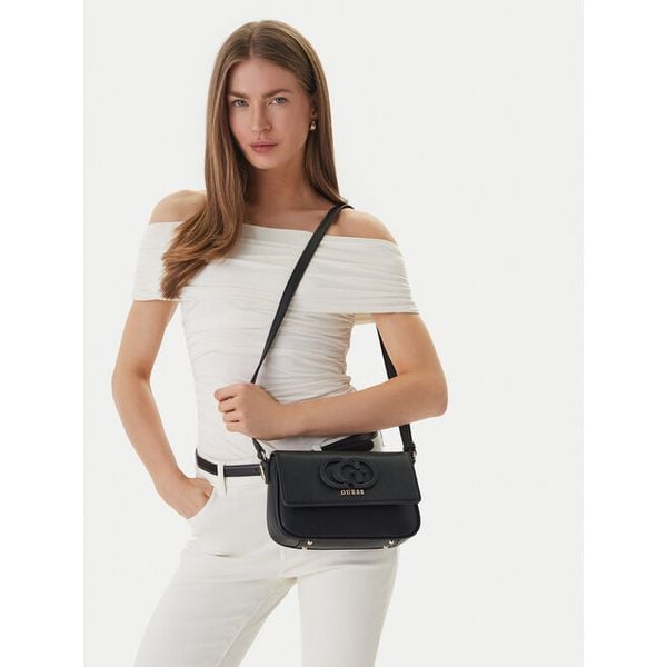 Torebka Guess. Czarne listonoszki Guess, z aplikacjami, bez dodatków. Za 324.99 zł.