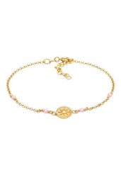 Elli Damska bransoletka Moneta Słońce Vintage Trend regulowana z różowym kwarcem w pozłacanym srebrze 925 Sterling Silver Bransoletki 1 ct Damski. Czerwone bransoletki Elli, z kwarcem, pozłacane. Za 248.99 zł.
