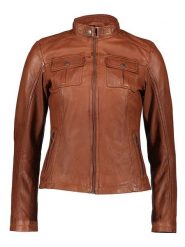 7eleven Skórzana kurtka "Jenna" w kolorze jasnobrązowym rozmiar: 36. Brązowe kurtki 7eleven, bez wzorów, ze skóry, bez kaptura. Za 346.99 zł.