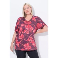 Damskie Bluzka funkcyjna kwiaty dekolt w serek rękaw 1/2 z recyklingu. Czerwone t-shirty sportowe Ulla Popken, plus size, bez wzorów, z elastanu, bez ramiączek. Za 199.99 zł.