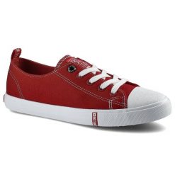 Czerwone Trampki Big Star Damskie Sznurowane Buty. Czerwone trampki BIG STAR, bez wzorów, z gumy, retro, bez zapięcia. Za 89.99 zł.