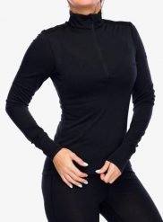 Bluza termoaktywna damska Super.natural Tundra 175 Zip 1/4. Czarne bluzy super.natural, l, bez wzorów, z materiału, bez kaptura, narciarskie. Za 362.99 zł.
