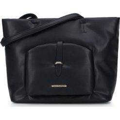 Torebka shopperka z miękkiej ekoskóry i kieszenią z przodu. Czarne shopper bag Wittchen, bez wzorów, ze skóry ekologicznej, eleganckie, duże, bez dodatków. Za 159.90 zł.